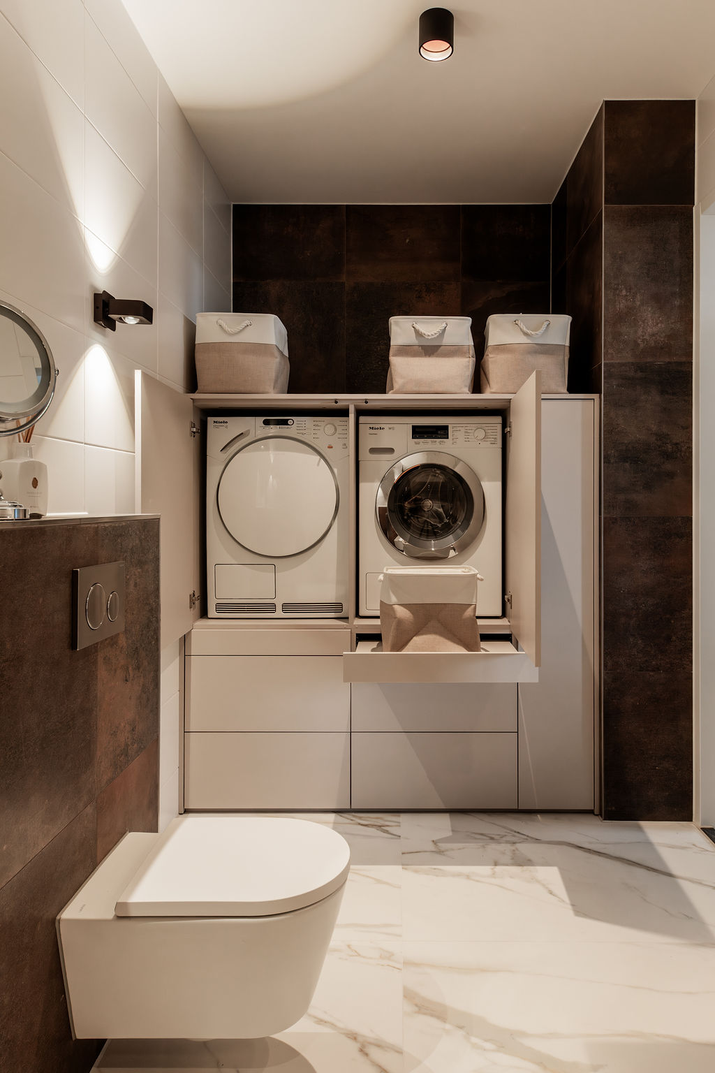 Wasmachine & droger kast met lades